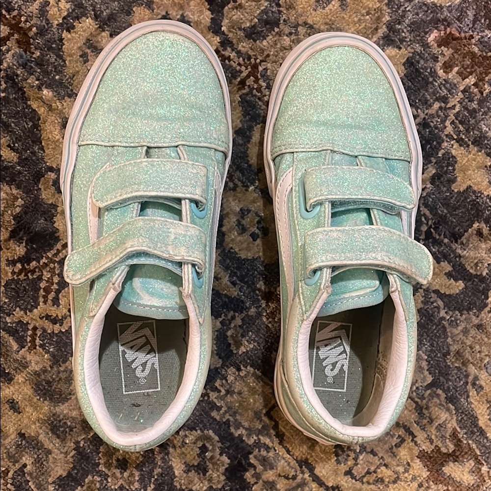 Vans Green Canvas Sneakers with Velcro Straps